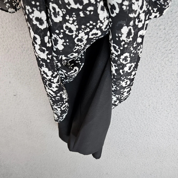 J. Crew Mercantile Dress Sz S Black & White Floral Ruffle Wrist Adjustable - Picture 12 of 13